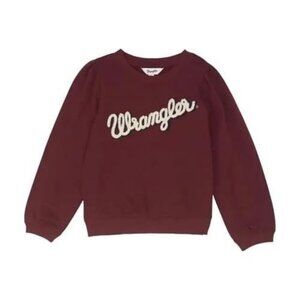 Wrangler Girl's LG Long Sleeve Logo Crewneck Pullover Sweatshirt Burgundy